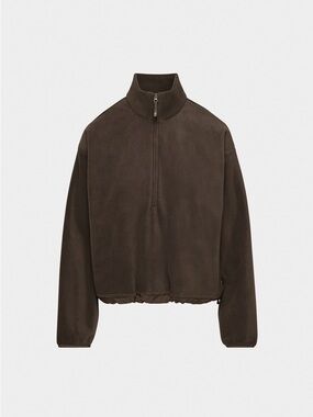 Aritzia Black Plush Fleece Half-Zip Pullover